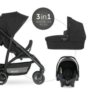 Autositze & Kinderwagen Hauck Kombi Kinderwagen Rapid 4R Plus Trioset, Black Günstig Kaufen 18